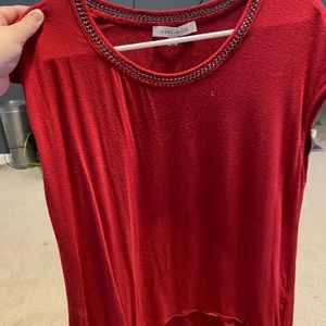 Red top with chained neckline